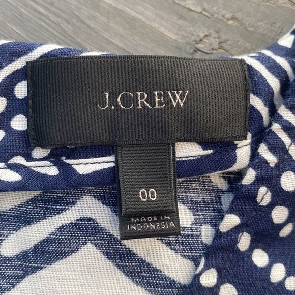 J.Crew Navy & White Printed Linen Jumpsuit - Picture 4 of 7